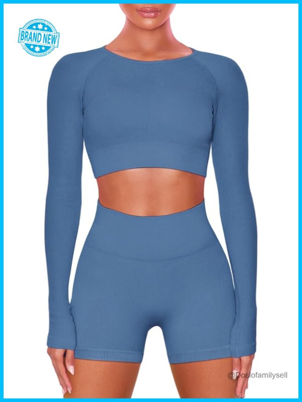 Seamless Ribbed Crop Top & High Waist Leggings Workout Set